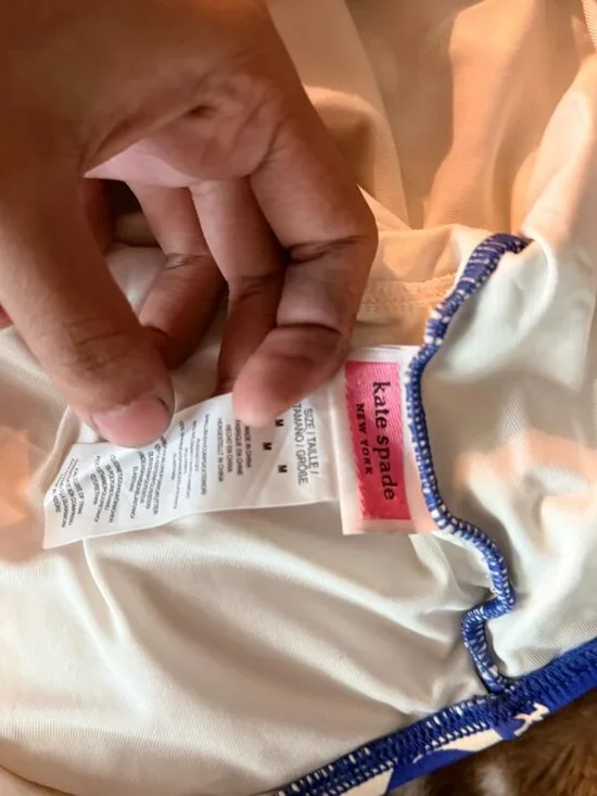 Kate Spade New York Blue White Zigzag Floral One Piece Swimsuit Size M - Picture 3 of 5